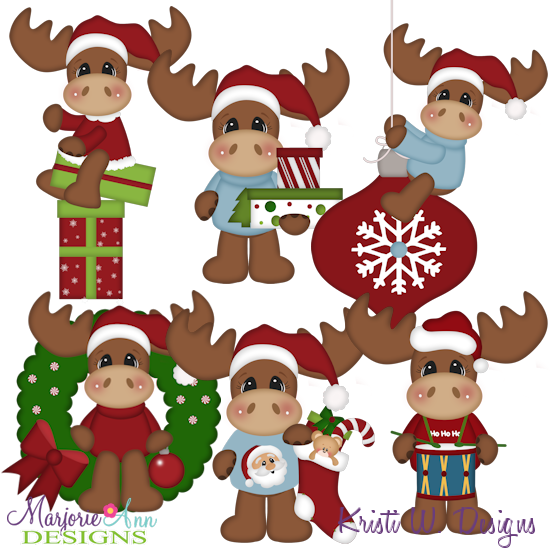 12 Moose Of Christmas-Set 1 SVG Cutting Files Includes Clipart - Click Image to Close